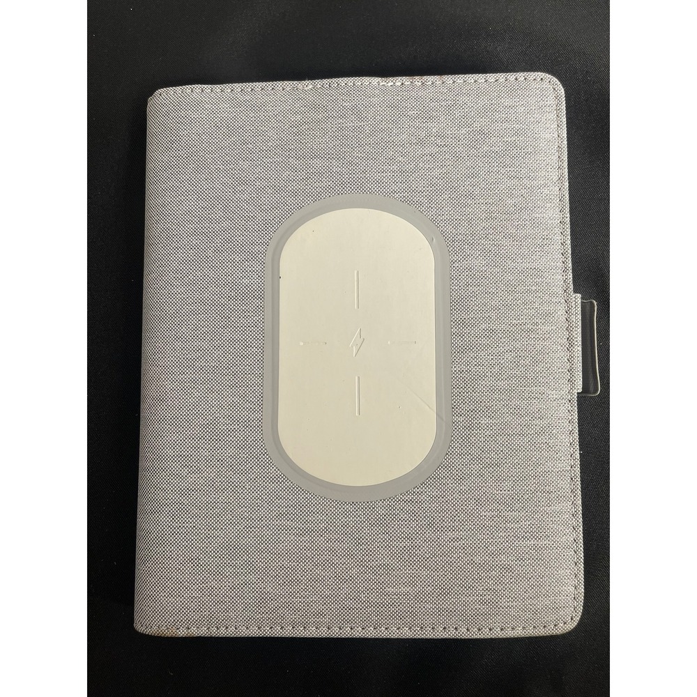 Club Rochelier Grey Tech Portfolio Wireless Charging Pad Lined Notebook Organize